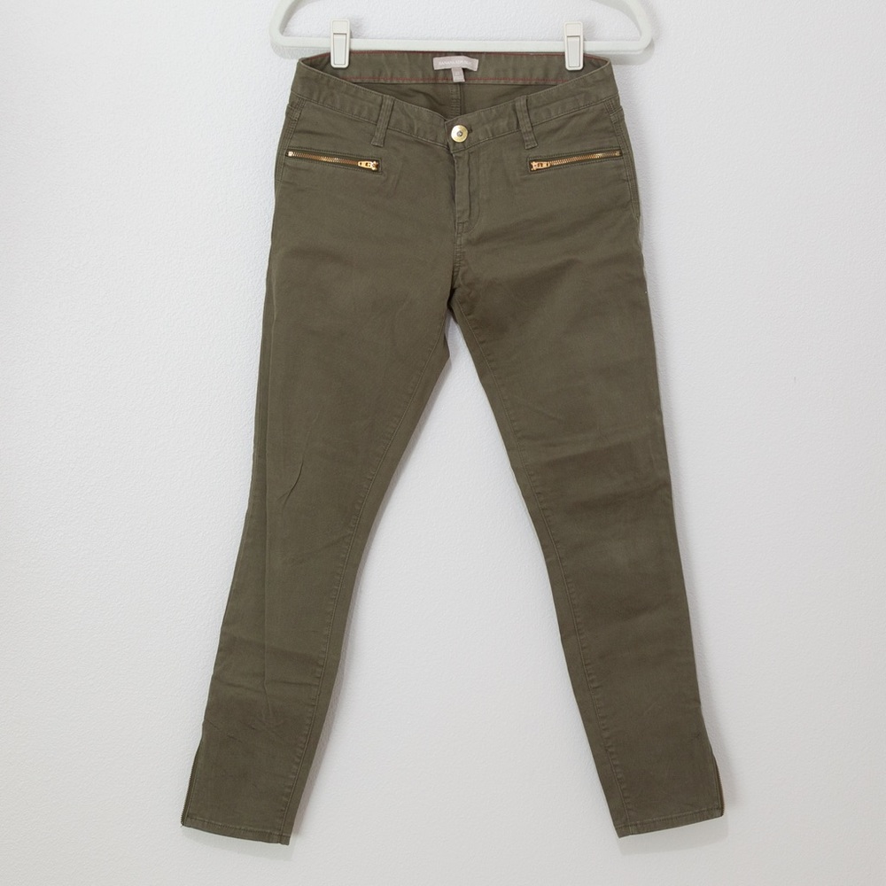 Banana Republic Women's Olive Army Green Skinny Leg Zip Jeans Size 27